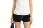 Short Sleeve Scoop Neck Plain Lace Up Back T-Shirt