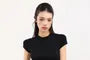Short Sleeve Crew Neck Plain Cutout Back T-Shirt