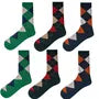 Set of 6: Argyle Crew Socks