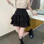 Elastic Waist Plain Mini A-Line Tiered Skirt