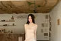 Sleeveless Stand Collar Asymmetrical Slit Lace A-Line Dress / Elastic Waist Plain Wide Leg Pants