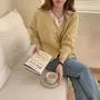V-Neck Plain Pointelle Knit Cardigan