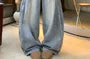 Low Rise Washed Barrel Leg Baggy Jeans