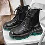 Platform Lace-Up Faux Leather Short Boots