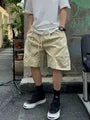 Drawstring Waist Plain Wide Leg Cargo Shorts