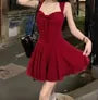 Sleeveless Sweetheart Neck Plain Mini A-Line Dress