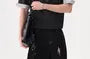 Mock Two-Piece Elbow-Sleeve Collared Pinstripe Panel Hoodie