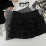 High Waist Plain Mini A-Line Layered Skirt