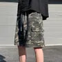 Mid Rise Camo Print Cargo Shorts