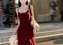 Spaghetti Strap Plain Slim-Fit Dress