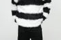 Crew Neck Striped Fluffy Sweater