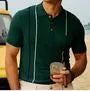 Short-Sleeve Color Block Knit Polo Shirt