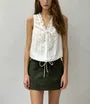 V-Neck Lace-Trim Tie-Front Loose-Fit Tank Top