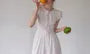 Short Puff Sleeve Tie-Front Plain Pointelle A-Line Dress (Various Designs)