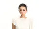 Set: Crew Neck Plain Ruched Slim Fit Tank Top + Asymmetrical Shawl