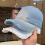 Faux Pearl Distressed Denim Baseball Cap
