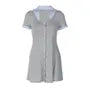 Short Sleeve Scoop Neck Striped Panel Button-Up Slim-Fit MIni Dress