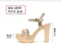 Chunky Heel Ankle Strap Glitter Ruched Sandals