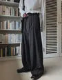 Pleated Wide-Leg Dress Pants