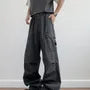 High Waist Plain Wide Leg Cargo Pants