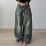 Low Waist Washed Loose-Fit Wide-Leg Jeans