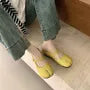 Hidden Wedge Split Toe Plain Faux Leather Mary Jane Mules
