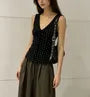 V-Neck Tie-Front Polka Dot Slim-Fit Tank Top