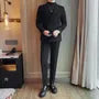 Lapel Collar Plain Double Breasted Blazer / Mid Rise Dress Pants / Set