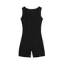 Sleeveless Notch Neck Plain Ribbed Slim Fit Romper
