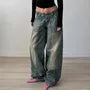 Low Waist Washed Loose-Fit Wide-Leg Jeans