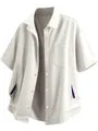 Short-Sleeve Plain Button-Up Shirt