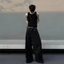 Round Neck Plain Panel Button Tank Top