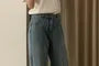 High Rise Fleece-Lined Washed Loose Fit Jeans