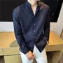 Long-Sleeve Button-Up Plain Shirt / Stand Collar Shirt