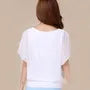 Batwing Sleeve Plain Chiffon Paneled Blouse