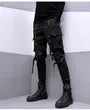 Mid Rise Plain Buckled Cropped Harem Cargo Pants