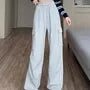 Drawstring Waist Plain Wide Leg Cargo Sweatpants
