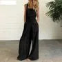 Spaghetti Strap Plain Wide Leg Jumpsuit