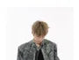 Stand Collar Washed Denim Zip Jacket / Mid Rise Washed Wide Leg Jeans