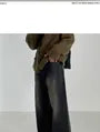 Washed Straight-Cut Loose Jeans