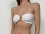 Strapless Plain Textured Bikini Suit