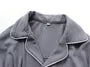 Pajama Set: Long-Sleeve Lapel Collar Contrast Trim Button-Up Top + Pants