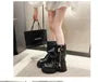 Buckled Faux Leather Platform Mid-calf Boots