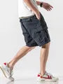 Mid Rise Plain Cargo Shorts