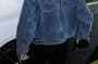 Washed Shoulder Pad Crop Denim Jacket