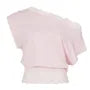 Short Sleeve Cold Shoulder Lace-Trim Plain Slim-Fit Crop Top