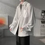 Long-Sleeve Two Tone Striped Panel Pocket Detail Shirt