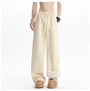 Drawstring Waist Plain Fleece Lined Wide Leg Sweatpants