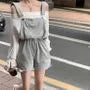 Long-Sleeve Boatneck Top / Drawcord-Waist Romper
