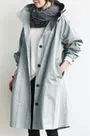 Plain Hooded Long Single-Breasted Trench Jacket